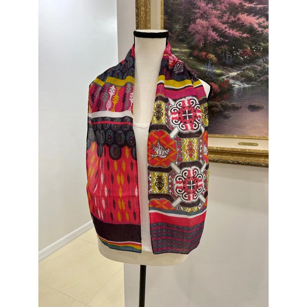 Ford Warriors In Pink Scarf Geometric Feather Print Breast Cancer Awareness
